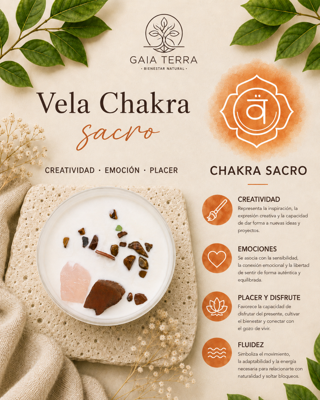 Velas de Cristal de Chakra - Chakra Sacro