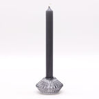 Portavelas reversible con diseño de flor para cena / vela de té - Gris medianoche